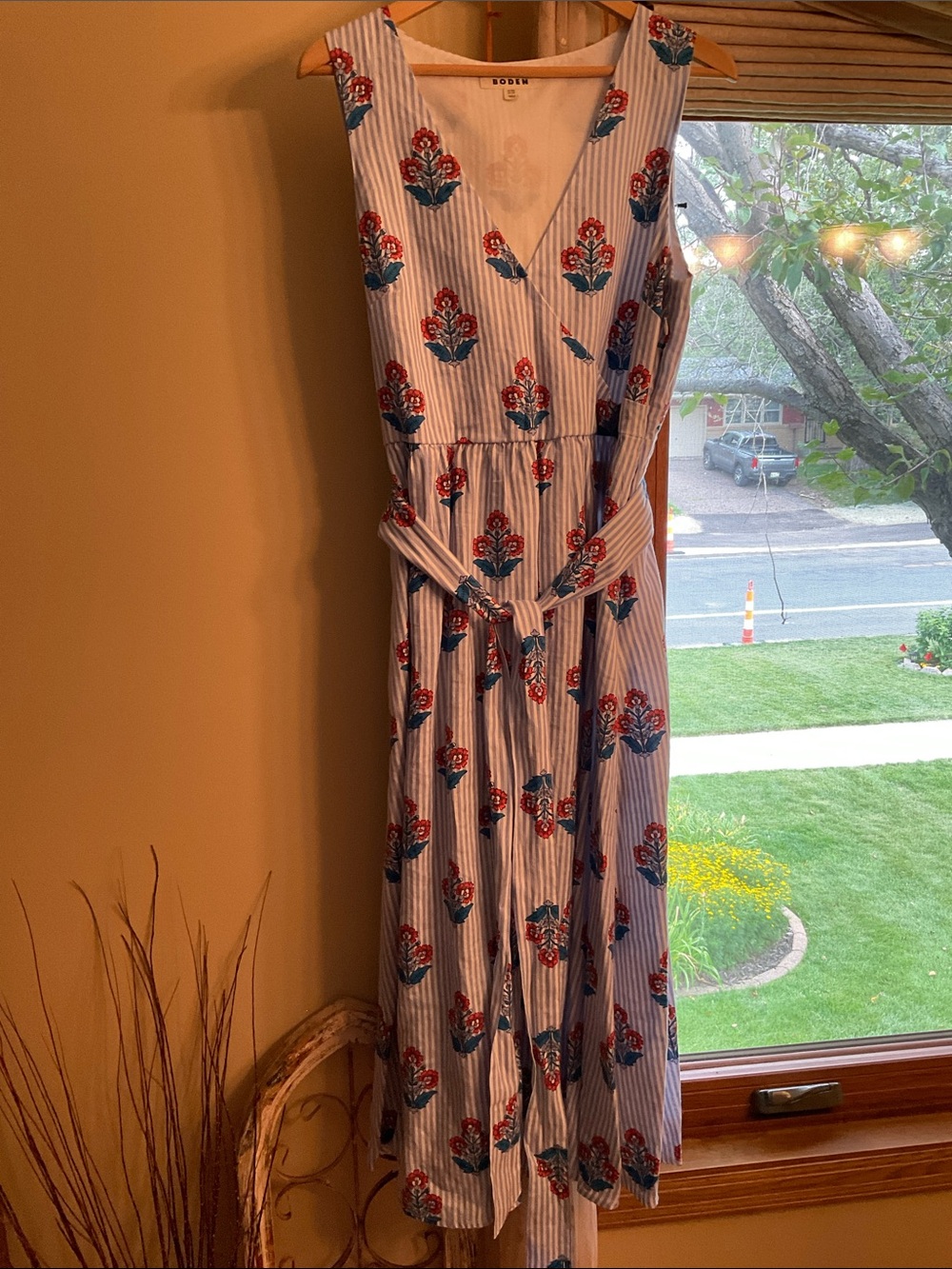 Boden Floral Cotton MIDI Dress US 14R - Picture 2 of 9